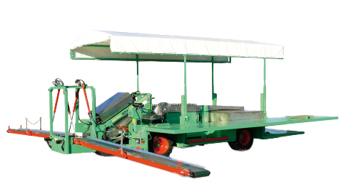 Self-propelled harvesting trailer &  box palletizing platforms for harvesting Broccoli, Pumpkin, Cabbage, Lettuce
