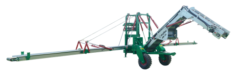 Harvesting belt mounted on tow bar