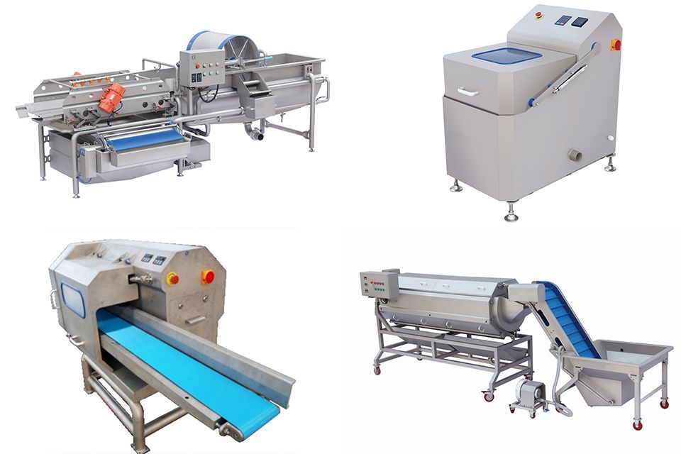 Machines for washing, drying and cutting vegetables
